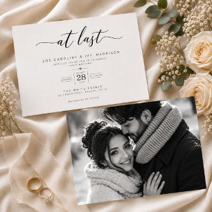Convite Casamento com Foto e Letra Clássica At Last