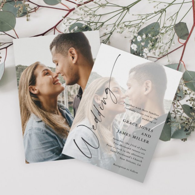 Convite Casamento com Foto e Letra Moderna e Elegante (Criador carregado)