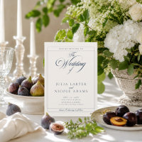Casamento com Foto em Caligrafia Marfim Azul Naval