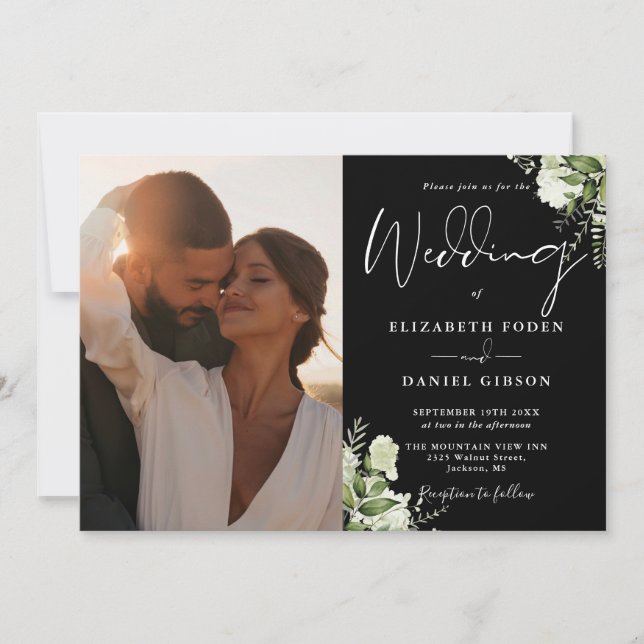 Convite Casamento com Foto em Código QR de Verdejante Pret (Frente)