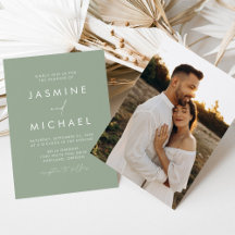 Casamento com Foto em Verde Oliva com Letra Minima