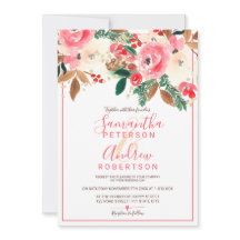 Casamento com foto floral de Watercolor no inverno