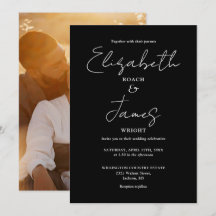 Casamento com Foto Minimalista Preto e Branco