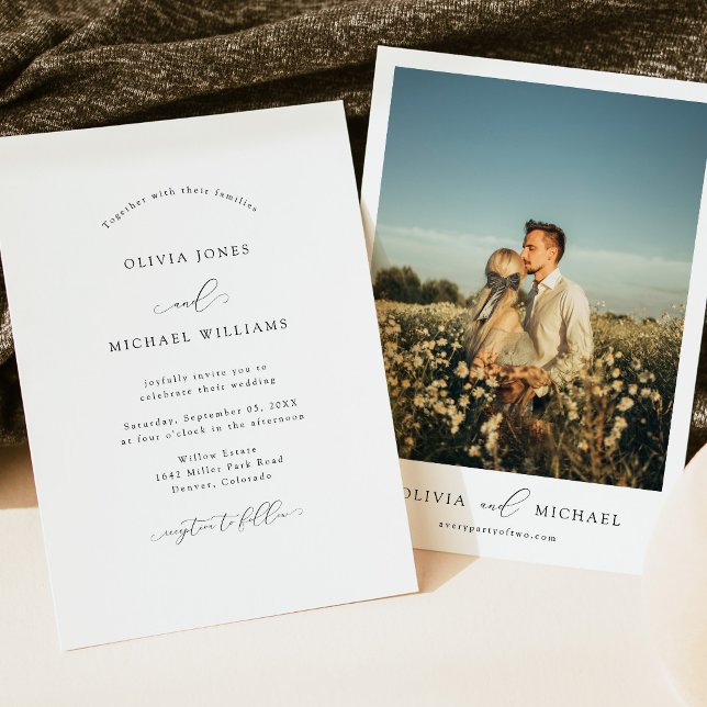 Convite Casamento com Foto Minimalista Preto e Branco (Criador carregado)