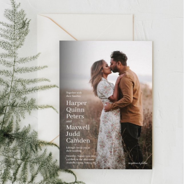 Convite Casamento com Foto Minimalista Simples Moderna (Criador carregado)