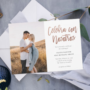 Convite Casamento com Foto Moderna Espanhola Celebra con N