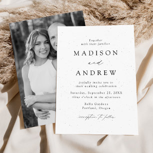 Convite Casamento com Foto Moderna Manchada de Branco e Pr