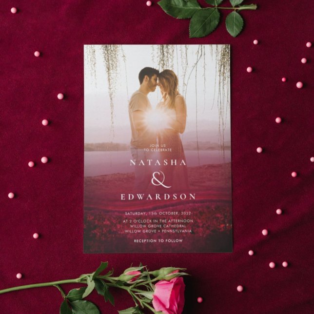 Convite Casamento com Foto por Abstrato do Chic Elegant Wa (Criador carregado)