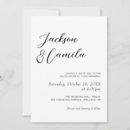 Convite Casamento com Foto Preto e Branco em Caligrafia