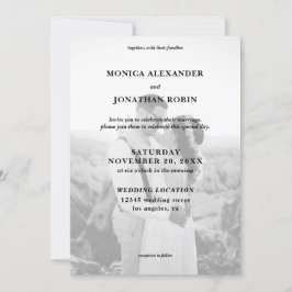 Convite Casamento com Foto Preto e Branco Moderno
