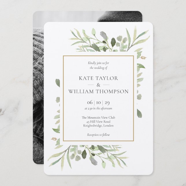 Convite Casamento com Foto Romântica de Luxo (Frente/Verso)