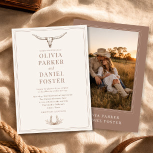 Convite Casamento com Foto Rústica Country Ocidental