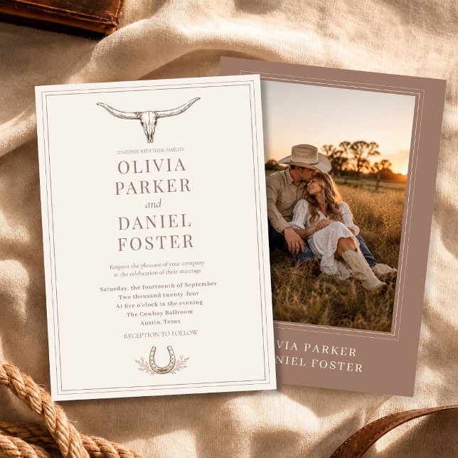 Convite Casamento com Foto Rústica Country Ocidental (Criador carregado)