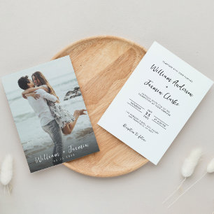Convite Casamento com Fotografia de Cheio de Script Modern