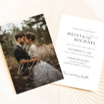 Convite Casamento com Fotografia de Script Rustico Chic<br><div class="desc">Este Convite Fotográfico para Casamento de Script Russo Chic,  com um fundo florestal com uma atmosfera serena e romântica enfatizada pela paleta colorida mutada e pelo roteiro elegante.</div>