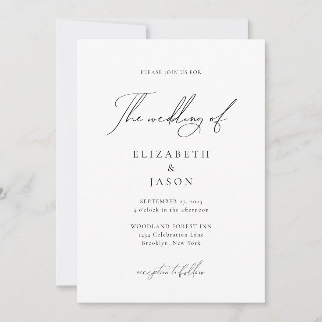 Convite Casamento com Fotografia do Roteiro Negro Romântic (Frente)