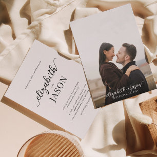 Convite Casamento com Fotografia Romântica Moderna