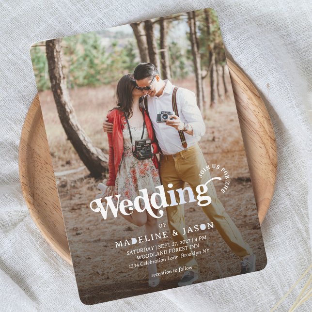 Convite Casamento com Fotografias Modernas Minimalistas (Criador carregado)