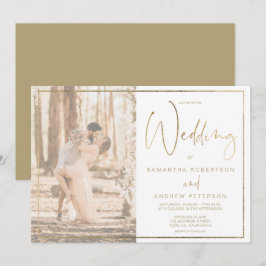 Convite casamento com fotos da caligrafia da Dourada elegâ