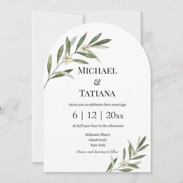 Convite casamento com fotos de arco de código rsvp qr de b (Frente)