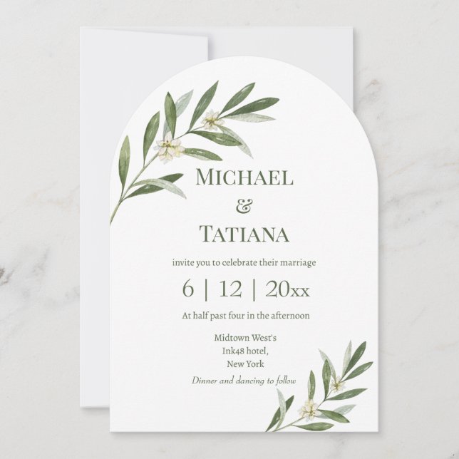 Convite casamento com fotos do arco de código qr verde bot (Frente)