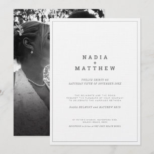 Convite Casamento com fotos verticais de texto branco de c