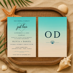 Convite Casamento com Fuga para Praia Tropical Recepção Mo