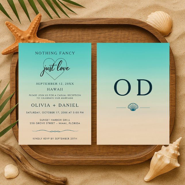 Convite Casamento com Fuga para Praia Tropical Recepção Mo (Criador carregado)