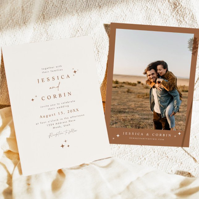 Convite Casamento com Gala Boho Terracotta Celestial (Criador carregado)