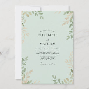 Convite Casamento com Galhos de Eucalipto em Dourado e Esp