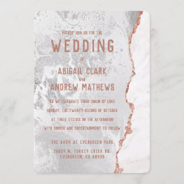 Convite Casamento com Gilt Marble, Gato Dourado Branco e R