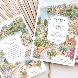 Convite Casamento com glicine na Villa del Balbianello no 