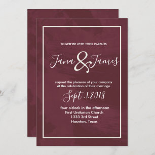 Convite Casamento com Glitter Pocket Dourado e Borgonha