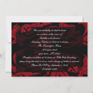 Convite Casamento com Gótico de Damask, Vampiro Vermelho 