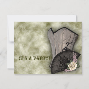 Convite Casamento com Gótico Steampunk Corset e Ventilado