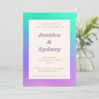 Casamento com Gradiente Abstrato Roxo Verde Vibran