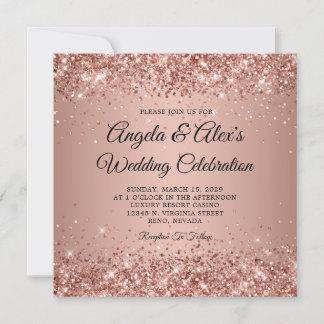 Convite Casamento com Gradiente de Rosa Dourado Brilhante