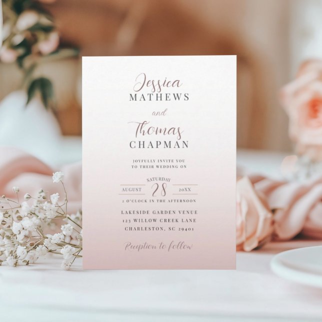 Convite Casamento com Gradiente de Rosa Dourado Elegante (Criador carregado)