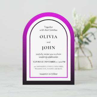 Convite Casamento com gradiente preto magenta