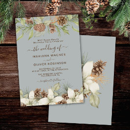 Convite Casamento com Grafia Elegante Cinza de Inverno