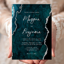 Casamento com Grafismo Prateado em Ágata Azul Teal