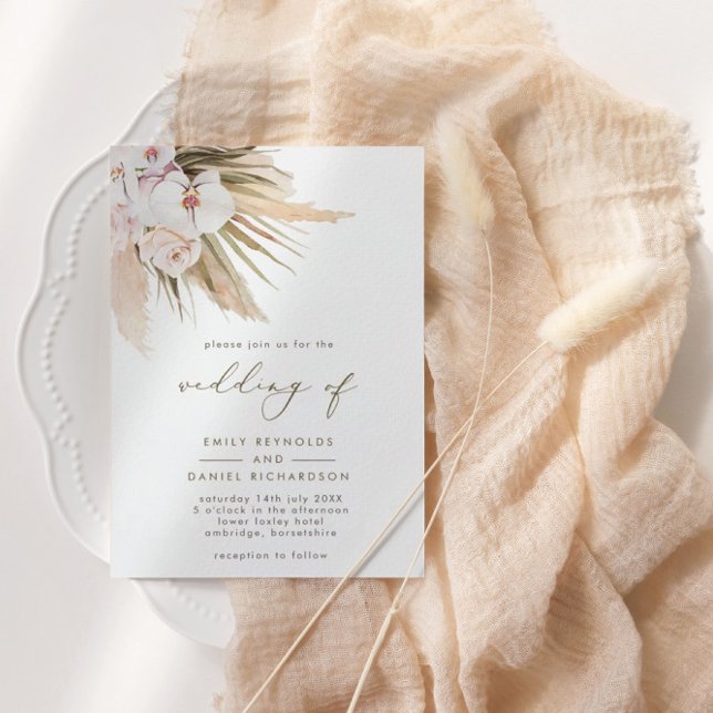 Convite Casamento com Grass e Calliografia de Pampas Moder (Criador carregado)