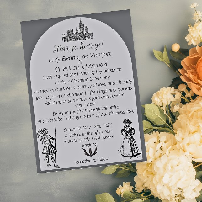 Convite Casamento com Gravura Arqueada Renascença Medieval (Medieval Renaissance Arched Engraving Wedding Invitations)