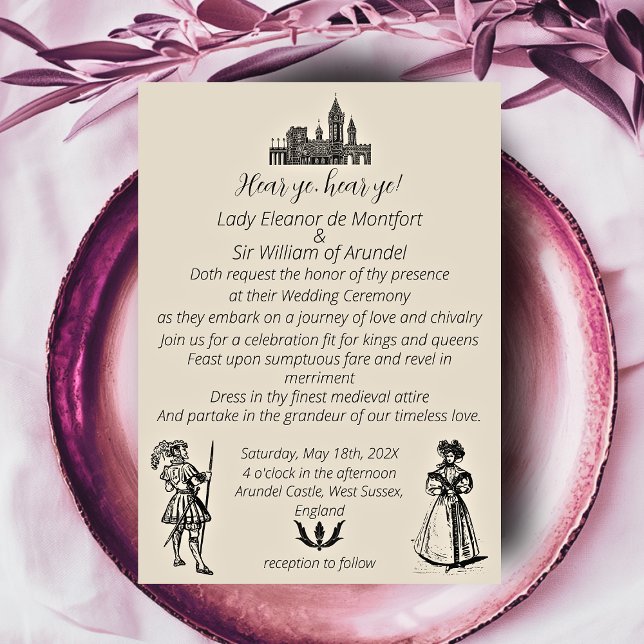 Convite Casamento com Gravura Renascentista Medieval (Medieval Renaissance Engraving Wedding Invitation)