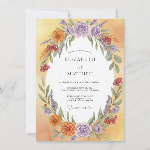 Convite Casamento com Grinalda de Âmbar Lavanda
