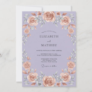 Convite Casamento com Grinalda de Champanhe Rosa