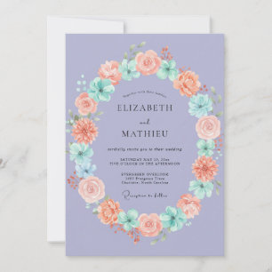 Convite Casamento com Grinalda de Coral e Periwinkle