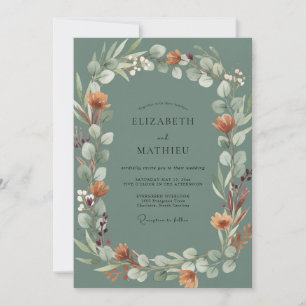 Convite Casamento com Grinalda de Slate Blush Peach