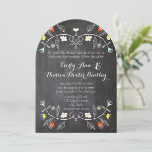 Convite Casamento com Grinalda Floral de Hortelã e Laranja