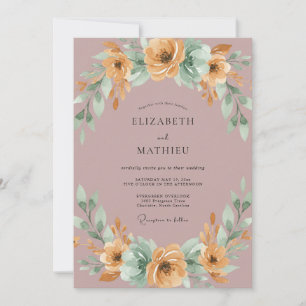 Convite Casamento com Grinalda Floral Malva